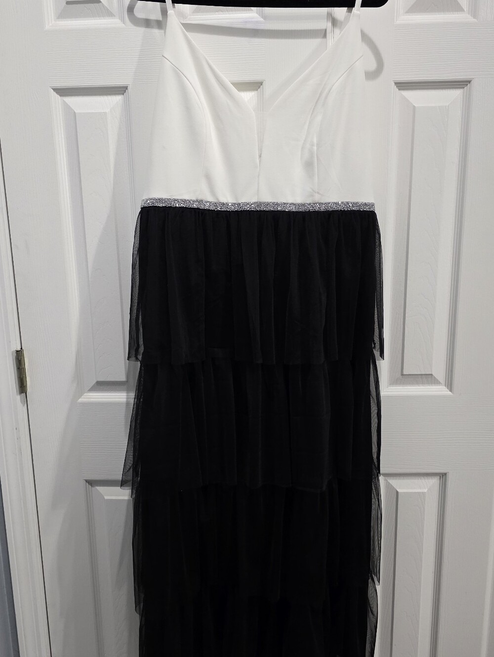 Lovely Grace Two-Tone Evening Dress with Sparkle Waistband